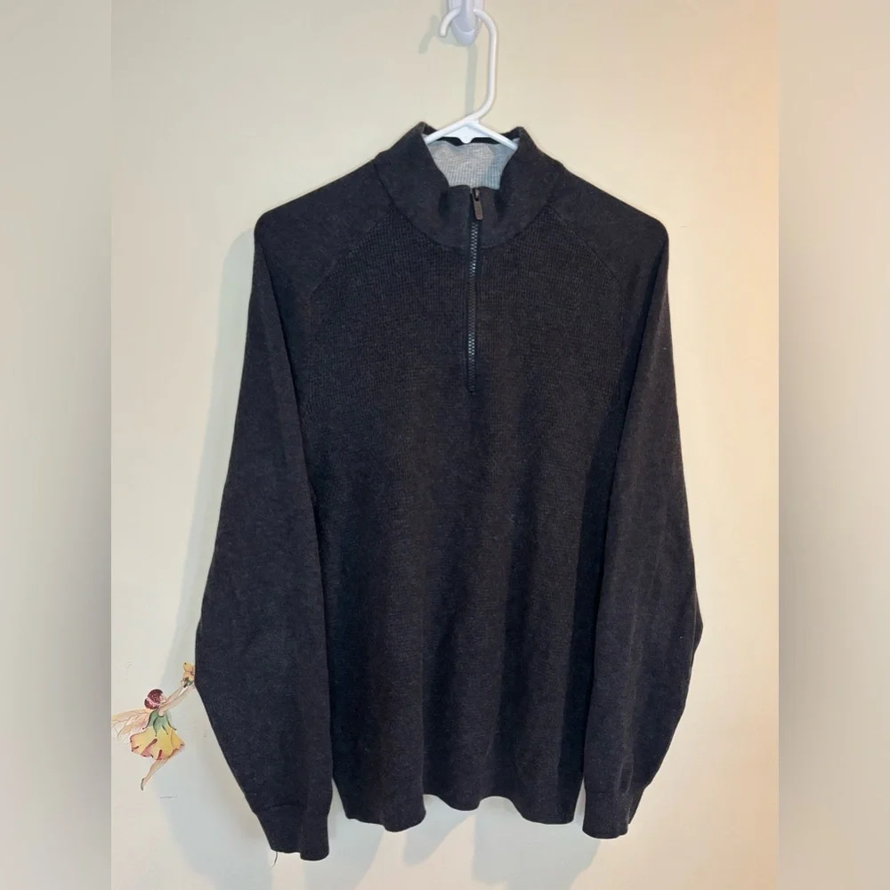 FLX Men's Sweater Black Quarter Zip-Up Turtleneck Pullover Dark Grey Size M - Picture 8 of 11